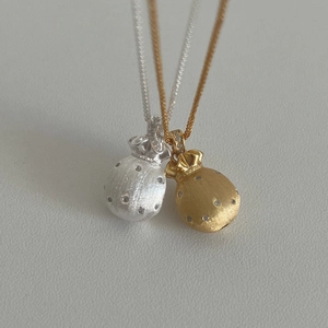 925 Sterlingsilber Glückstasche Anhänger Halskette Für Damen Glänzende Strass Geldbeutel Choker Neuer Chinesischer Stil Minimalistischer Schmuck