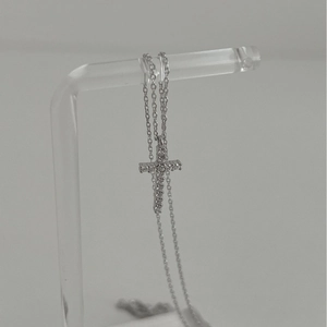 Exquisite 925 Sterling Silver Cross Pendant Necklace For Women Shimmering Rhinestone Inlaid Minimalist Clavicle Chain Jewelry