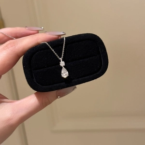 925 Sterling Silver Double Teardrop Pendant Necklace For Women Elegant Minimalist Rhinestone Clavicle Chain Jewelry Gift