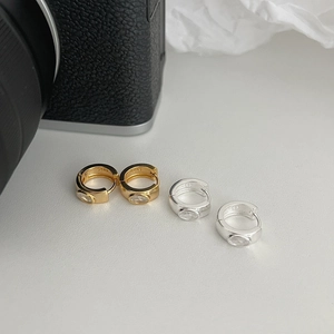 Boucles d'oreilles créoles S925 en argent avec zircon ovale en or et argent