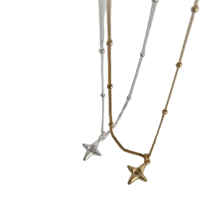 Minimalist S925 sterling silver star necklaces in gold and silver finish with small beads