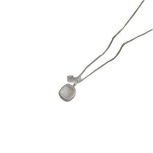Brushed S925 sterling silver square pendant necklace with sparkling cubic zirconia stone