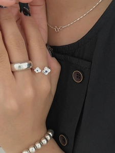 Detail of S925 sterling silver hydrangea ring with blue zircon and matching jewelry set
