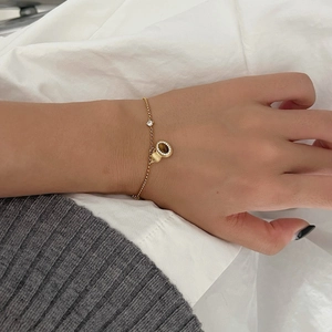 S925 silver gourd bracelet with tiger eye stone and crystals on wrist