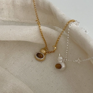 S925 silver gourd bracelet with tiger eye stone and small diamonds in gold and silver