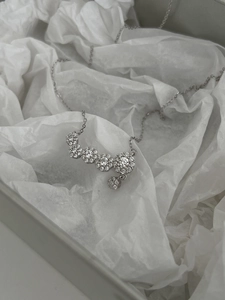 Macro detail of 925 silver necklace with sparkling cubic zirconia smile pendant