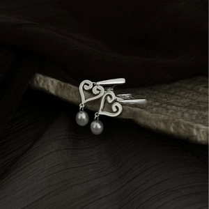 Boucles d'oreilles cœur en argent sterling S925 avec perles d'eau douce naturelles et chic