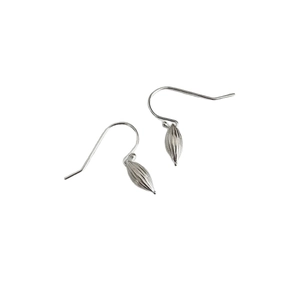 Elegant S925 sterling silver shell style earrings with textured olive-shaped pendants