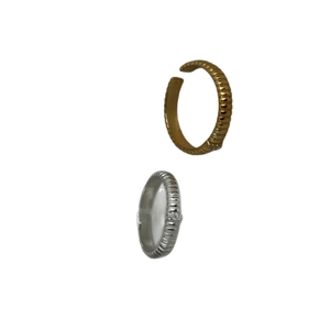 Minimalist S925 sterling silver rings with striped texture and sparkling zircon accents
