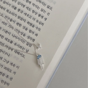 S925 sterling silver popsicle pendant necklace with blue crystals and star charm