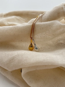 Detailed view of S925 sterling silver water drop pendants in gold and silver finishes
