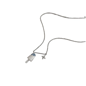 S925 sterling silver popsicle pendant necklace with blue stones and star charm