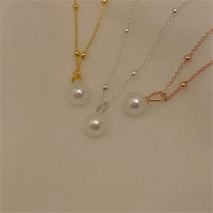 S925 sterling silver pearl necklace set in gold, silver and rose gold finishes