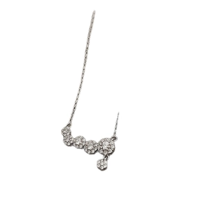 Sparkling 925 silver necklace featuring five geometric floral zircon clusters on a chain