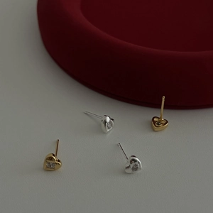 Boucles d'Oreilles Clous Petit Cœur en Argent Sterling 925 pour Femmes Mode Simple Style Ins Bijoux Cœur Doux