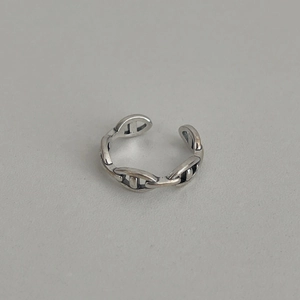 Vintage 925 Sterling Silver Pig Nose Open Ring Minimalist Distressed Anchor Chain Link Adjustable Ring For Women Men Jewelry