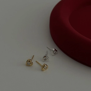 Paire de boucles d'oreilles cœur en argent 925 avec zircons dorés et argentés