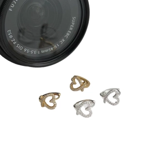 Minimalist S925 sterling silver heart earrings with pavé crystals in gold and silver