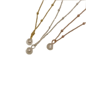 S925 silver necklace with freshwater pearl pendant in gold, silver and rose gold tones