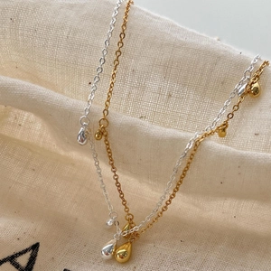 Minimalist 925 Sterling Silver Water Drop Pendant Necklace For Women Korean Style INS Dainty Polished Teardrop Clavicle Chain Jewelry Gift