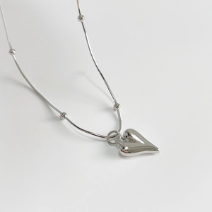 Minimalist 925 Sterling Silver Heart Pendant Necklace With Snake Bone Bead Chain Elegant Clavicle Chain Jewelry For Women Gift