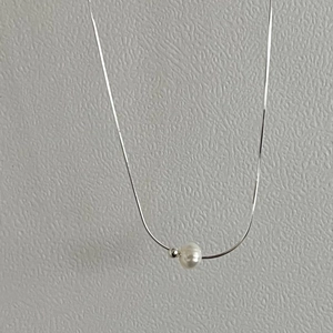 Minimalist 925 Sterling Silver Natural Artificial Pearl Snake Chain Necklace For Women Fashion Exquisite Commuting Clavicle Jewelry