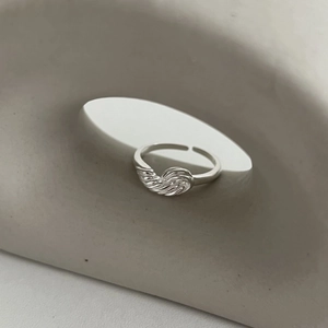 Bague torsadée en argent sterling S925 avec anneau ouvert ajustable et fini poli