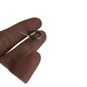 S925 silver tropical coconut tree drop earrings for women with detailed palm leaf design