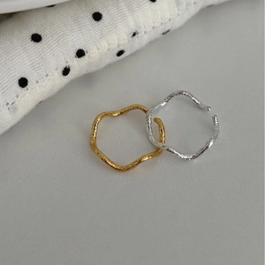 Irregular texture S925 sterling silver open rings in gold and silver finish