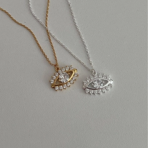 Collier en Argent Sterling 925 Avec Pendentif Mauvais Œil et Strass Pour Femme Bijoux Minimalistes Tendances Électroplaqués Cadeau