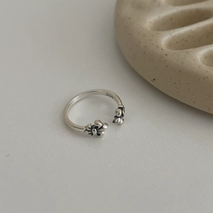 Bague large rétro en argent sterling S925 avec gravures de croix punk et finition vieillie