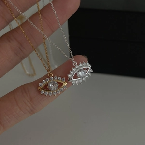 Collier élégant en argent sterling 925 avec pendentif œil en zircone pour femmes
