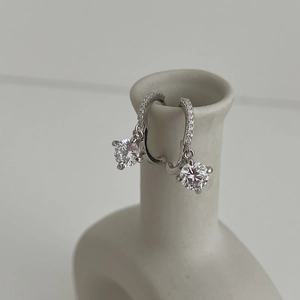 Boucles d'Oreilles Pendantes en Argent Sterling S925 Avec Moissanite pour Femmes Six Griffes Micro-pavage Plaqué Or Blanc Bijoux