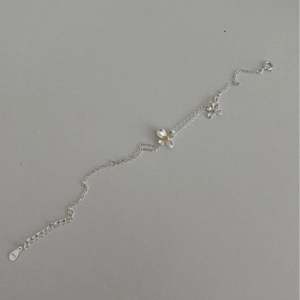Bracelet double couche exquis en argent sterling S925 avec fleurs de gardénia