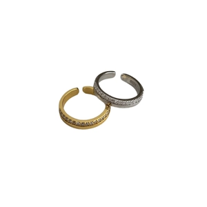 Sparkling S925 sterling silver open rings with rows of cubic zirconia in gold and silver