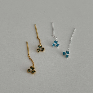 925 Sterling Silver Iris Flower Drop Earrings Enamel Rhinestone Tassel Threader Earrings Pastoral Style Jewelry For Women