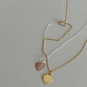 S925 Sterling Silver Heart Pendant Necklace For Women Minimalist Korean Style Mirror Polished Chain Jewelry Daily Accessories