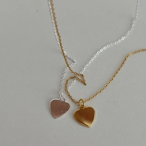 Minimalist S925 sterling silver heart pendant necklaces in gold and silver finishes