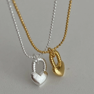 Collane con lucchetto a cuore in argento sterling S925 con catene a sfere in oro e argento