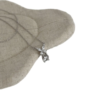 S925 silver necklace with marquise butterfly pendant and round crystal on linen