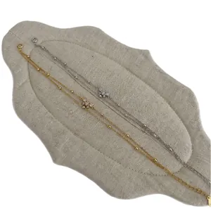 Minimalist S925 sterling silver double layer bow knot bracelet with zircon in gold and silver