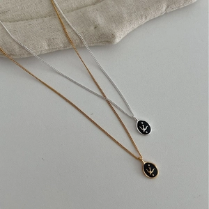 S925 sterling silver swallow pendant necklaces in gold and silver with black enamel