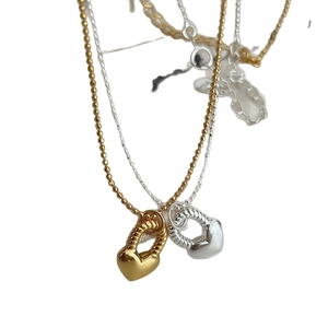 Collane con pendente a cuore cavo in argento sterling S925 in oro e argento