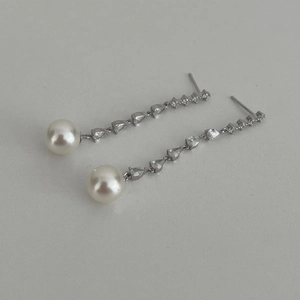 Elegante Lange Hängeohrringe Mit 925er Silber Ohrstecker Künstliche Perle Und Wassertropfen Zirkonia Für Damen