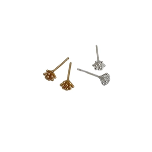 Minimalist S925 sterling silver pine cone stud earrings set in gold and silver finish