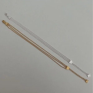 Dreilagige S925 Sterlingsilber Armbänder in Gold und Silber mit Herz- und Schmetterlingsanhänger