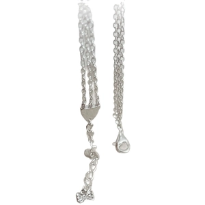 Dreilagiges S925 Silberketten-Armband mit Schmetterling-Anhänger und Karabinerverschluss
