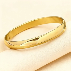 Minimalist Stainless Steel Bangle Bracelet For Women Men Smooth High Polished Ellipse Hinge Buckle Bangle Waterproof Fashion Jewelry