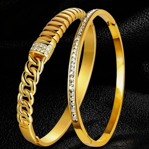 Mode Edelstahl Strass Manschette Armband Für Damen Gold Silber Vergoldet Luxus Wasserdicht Schmuck Geschenk