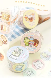 Detail of Afternoon Tea series washi tape with cute desserts and cartoon animal patterns